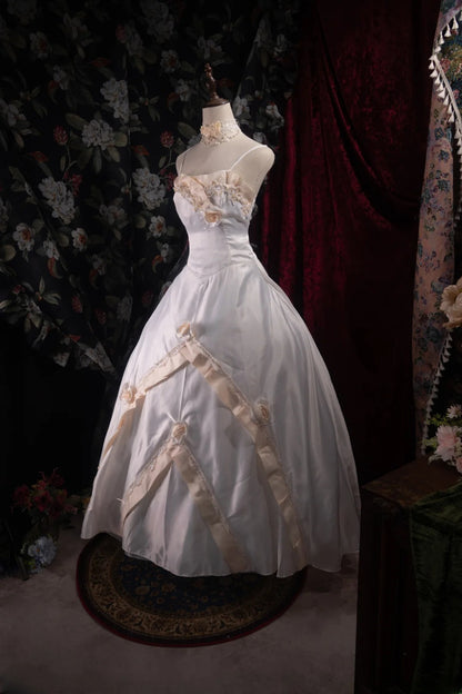Dreamy Princess Ball Gown Formal Events Spaghetti Strap Satin With 3D Flowers Quince Dress Quinceanera Dresses Birthday Outfits RB8476