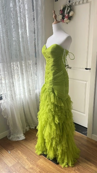 Vintage Prom Dresses Aesthetic 80s Retro Mermaid Sweetheart Bud Green Floor Length Evening Outfits RC0560