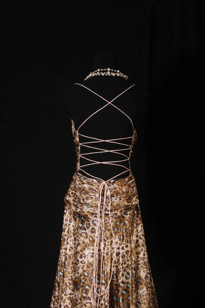 Vintage Prom Dresses 1950s A line Spaghetti Strap Backless Long Parties Gowns Evening Dress AS204