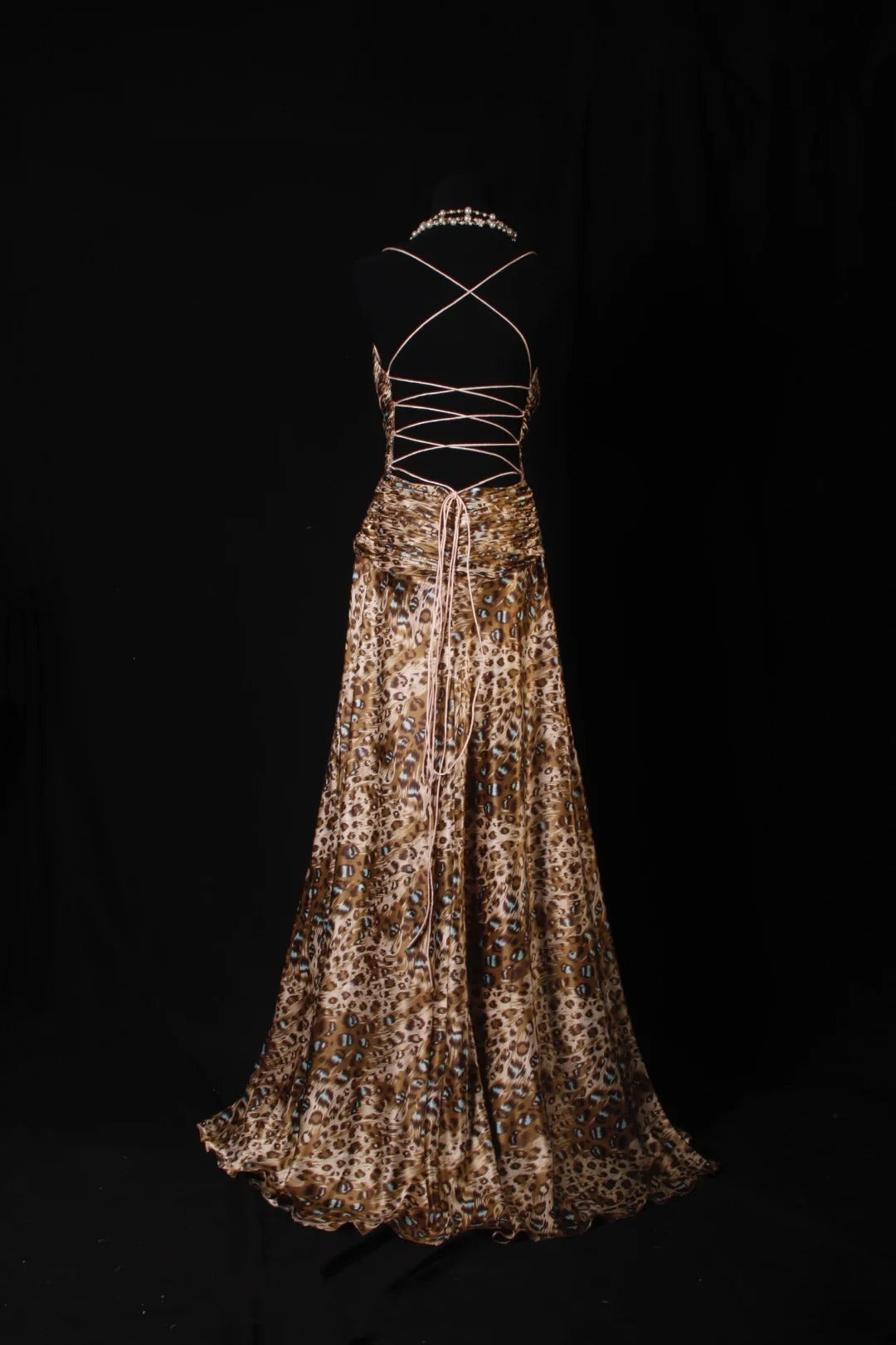 Vintage Prom Dresses 1950s A line Spaghetti Strap Backless Long Parties Gowns Evening Dress AS204