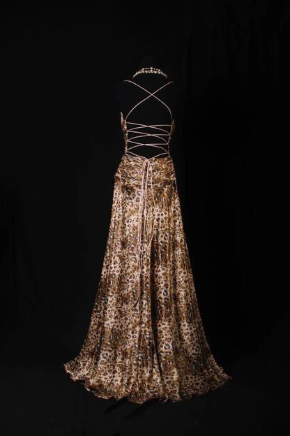 Vintage Prom Dresses 1950s A line Spaghetti Strap Backless Long Parties Gowns Evening Dress AS204