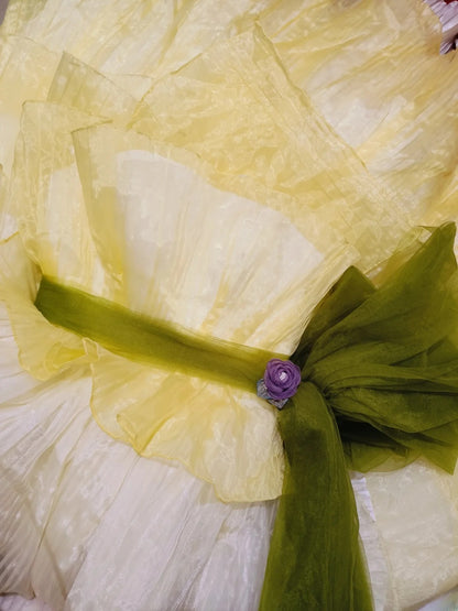 Ball Gown Strapless Yellow Tulle Long Quinceanera Dresses With Lace For Sweet 15 15 Anos Celebration Birthday Formal Gown RB8856