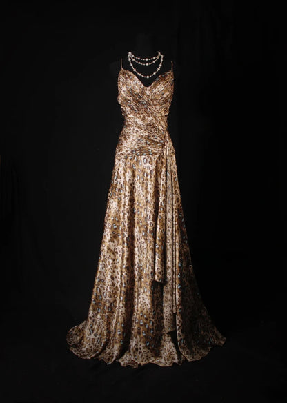 Vintage Prom Dresses 1950s A line Spaghetti Strap Backless Long Parties Gowns Evening Dress AS204
