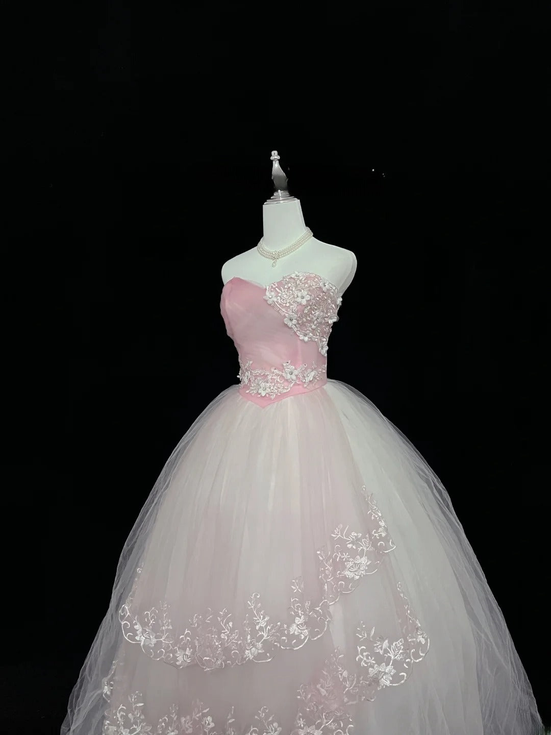 Pretty Ball Gowns Sweetheart Pink With Appliqued Lace Long Prom Dress Senior Puffy Sweet 16 Sixteen Outfit Vestido de 15 RB7604