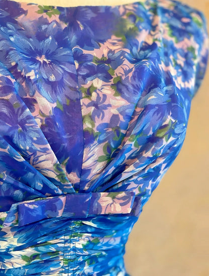 Cute Ball Gown Scoop Royal Blue Floral Knee Length Party Dresses Homecoming Cocktail Gown RB9134