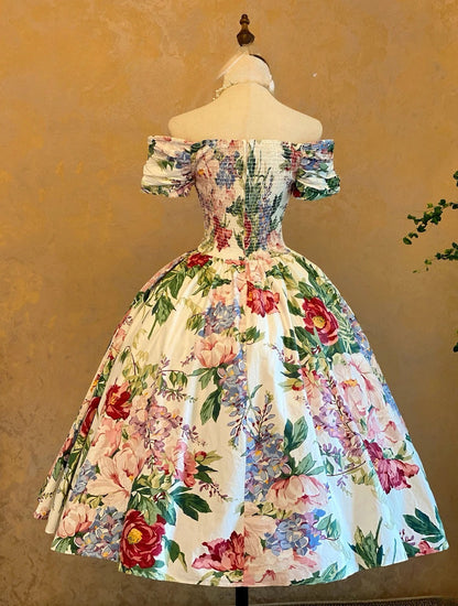Cute Ball Gown Off Shoulder Floral Knee Length Party Dresses Homecoming Cocktail Gown RB9135