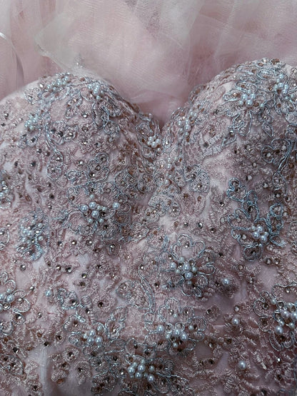Vintage 80s Prom Dresses Mermaid Sweetheart Pink Tulle Lace With Beaded Bodice Long Party Gown Formal Outfits RB6007