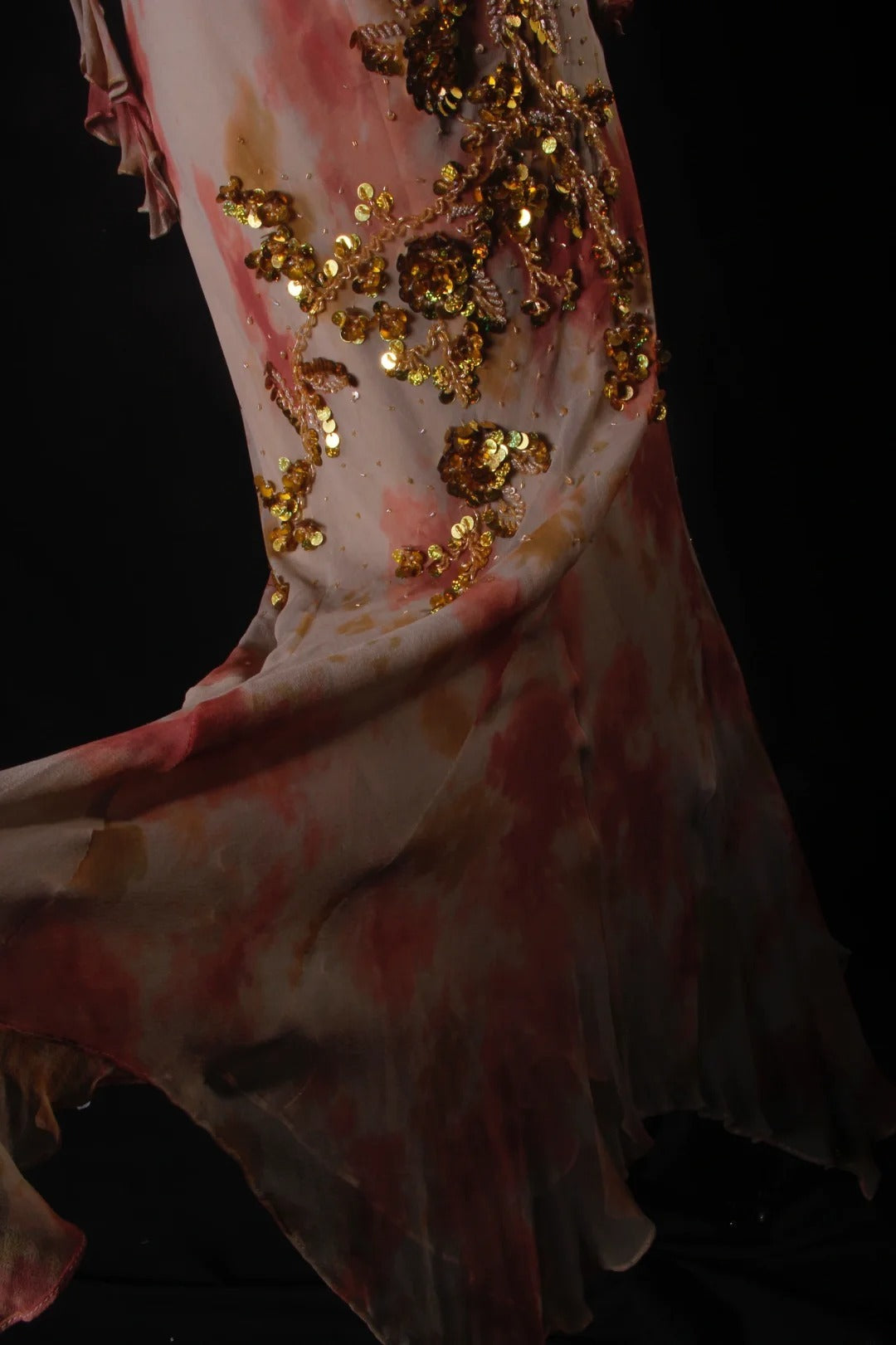Classy Prom Dresses 1950s Mermaid Spaghetti Straps Chiffon With Gold Beaded Long Parties Gowns Evening Dress AS206