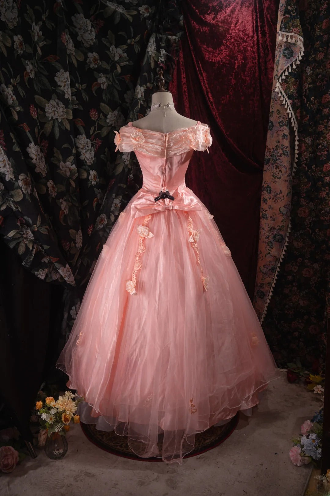 Dreamy Ball Gown Formal Events Off The Shoulder Pink With 3D Flowers Quince Dress Quinceanera Dresses Birthday Outfits RB8479