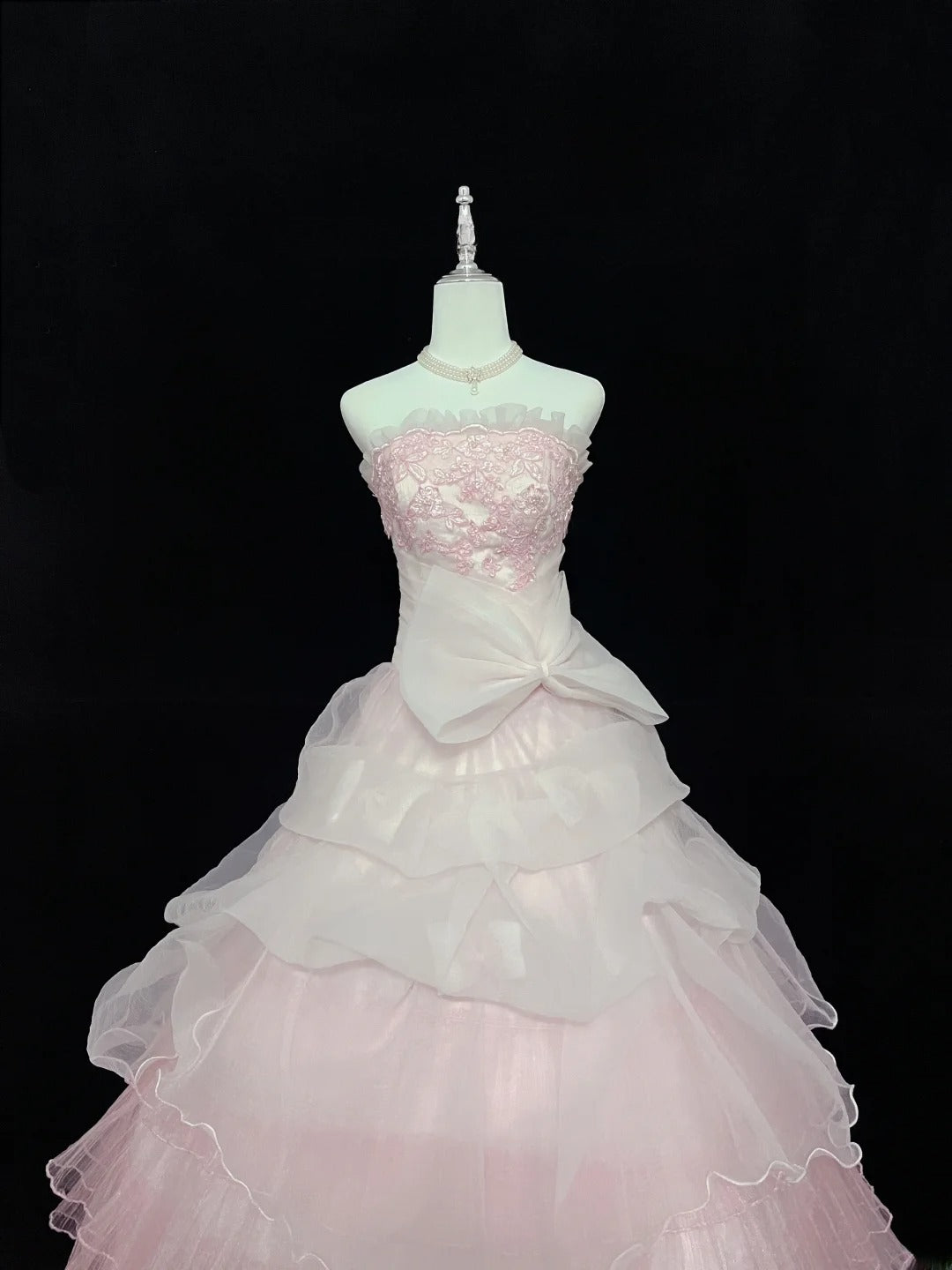 Dream Ball Gowns Strapless Pink With Ruffled Layers Long Prom Dress Senior Puffy Sweet 16 Sixteen Outfit Vestido de 15 RB7608