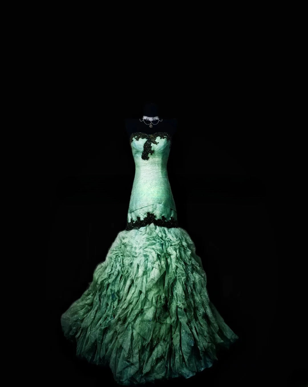 Vintage Mermaid 80s Sweetheart Green Tulle Long Prom Dress Inspiration Party For Womens Formal Dresses RB8858