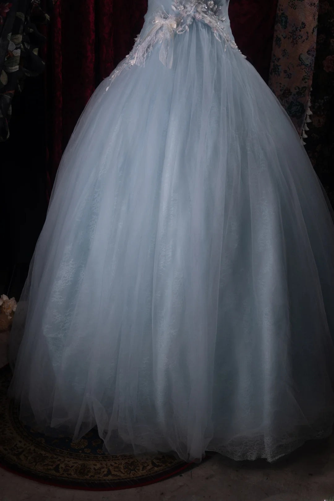 Cute Ball Gown Formal Events Sweetheart Light Sky Blue Tulle With Appliqued Quince Dress Quinceanera Dresses Birthday Outfits RB8481