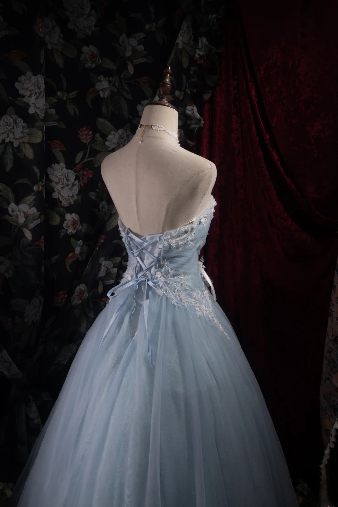 Cute Ball Gown Formal Events Sweetheart Light Sky Blue Tulle With Appliqued Quince Dress Quinceanera Dresses Birthday Outfits RB8481