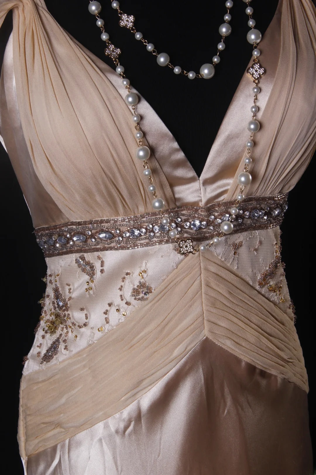 Classy Prom Dresses 1950s A line V Neckline Champagne Chiffon With Beaded Vintage Long Parties Gowns Evening Dress AS210