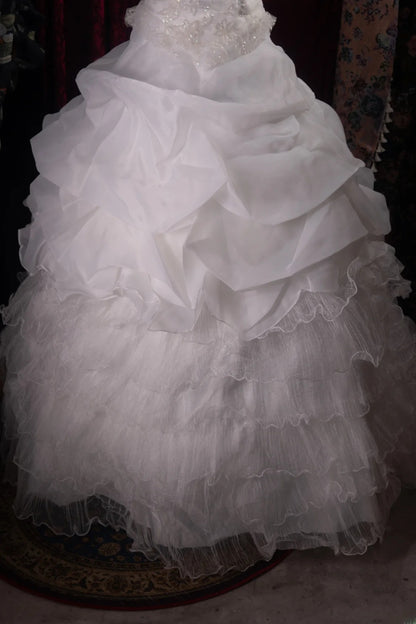 Cute Ball Gown Formal Events Sweetheart White Tulle With Tiered Layers Quince Dress Quinceanera Dresses Birthday Outfits RB8482
