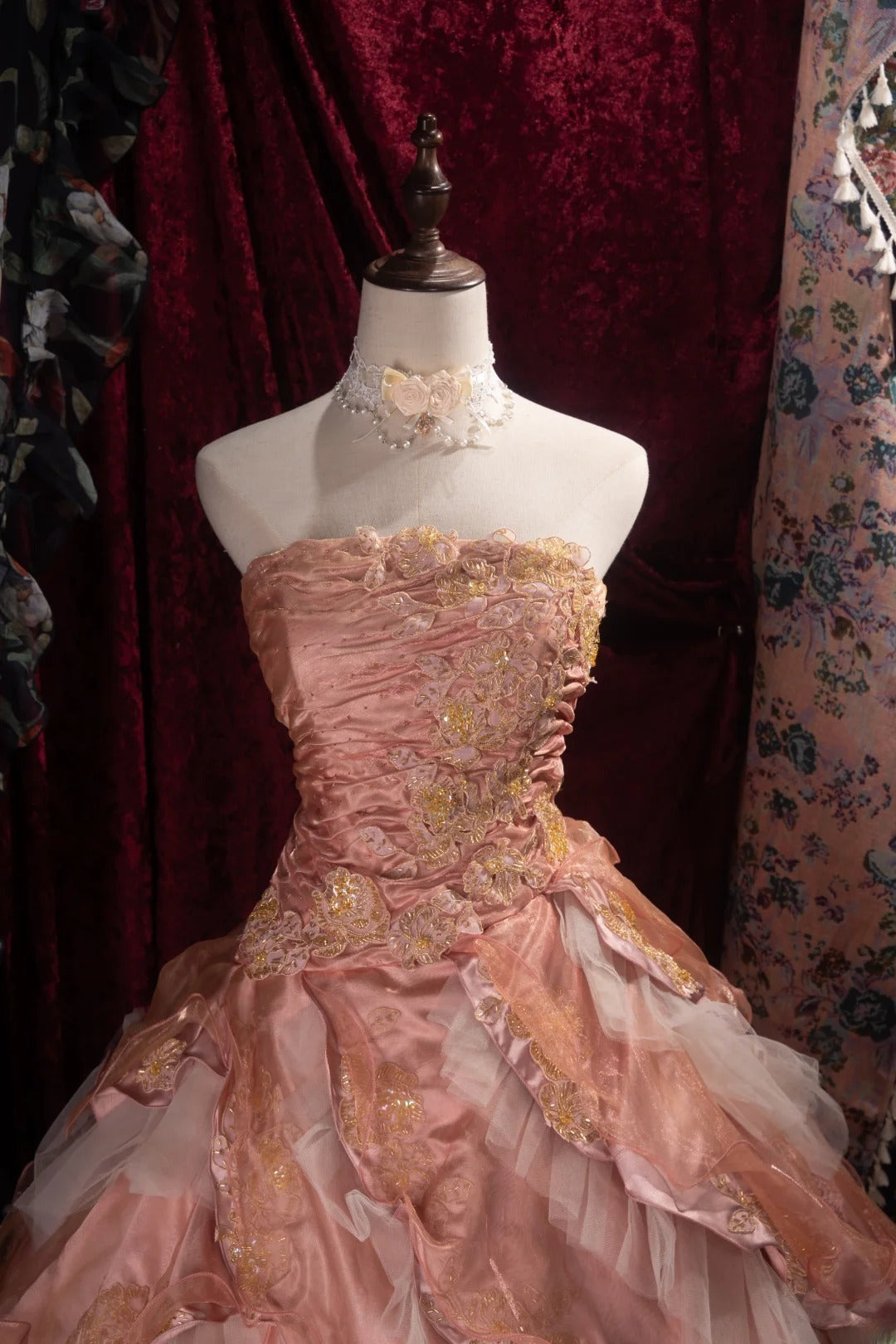 Dreamy Ball Gown Formal Events Voluminous Strapless Blush Pink Tiered Layered Quince Dress Quinceanera Dresses Birthday Outfits RB8483