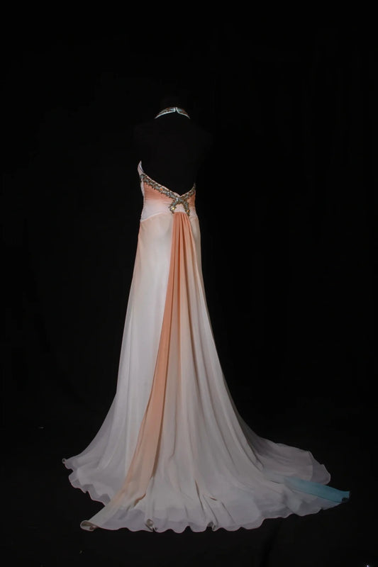 Classy Prom Dresses 1950s A line Halter Multi Colors Chiffon With Beads Vintage Long Parties Gowns Evening Dress AS212