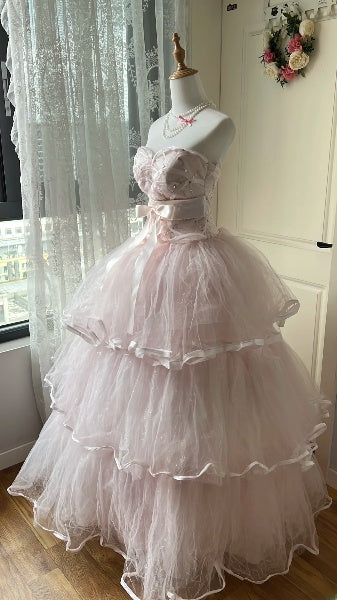 Sweet 15 Quinceanera Dress Ball Gown Sweetheart Pink With Tiered Layers Long 15th Birthday Outfits RC0569