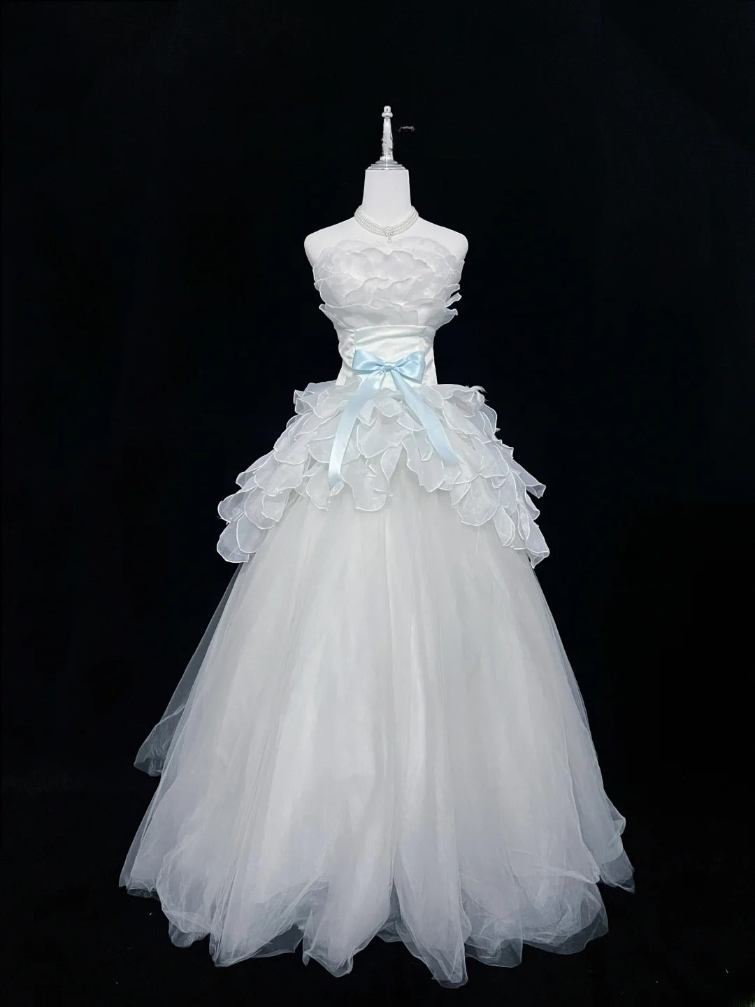 Dream Ball Gowns Strapless Light Sky Blue With Ruffled Layers Tiered Long Prom Dresses Senior Puffy Sweet 16 Sixteen Outfit Vestido de 15 RB7613