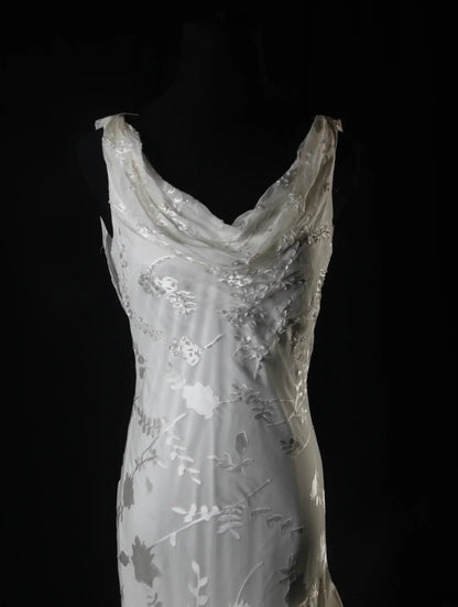 Classy Prom Dresses 1950s Mermaid Cowl Silver Gray Chiffon With Beads Vintage Long Parties Gowns Evening Dress AS213