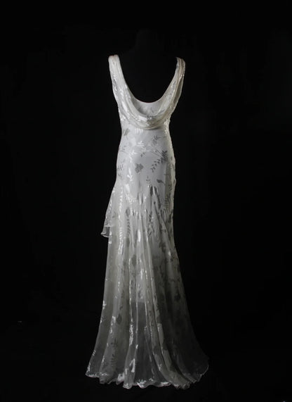Classy Prom Dresses 1950s Mermaid Cowl Silver Gray Chiffon With Beads Vintage Long Parties Gowns Evening Dress AS213
