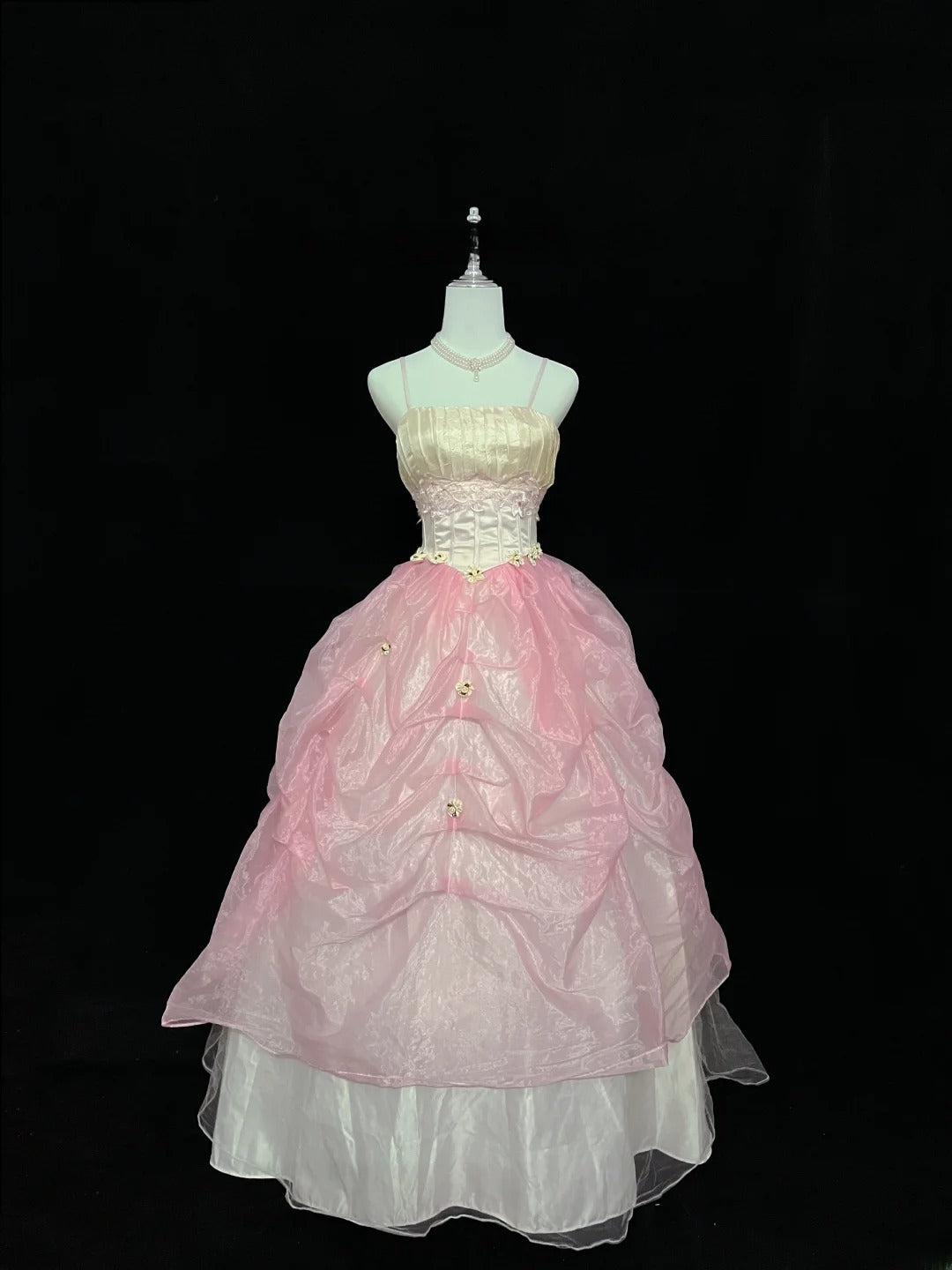 Dream Ball Gowns Straps Pink With Appliqued Lace Long Prom Dresses Senior Puffy Sweet 16 Sixteen Outfit Vestido de 15 RB7614