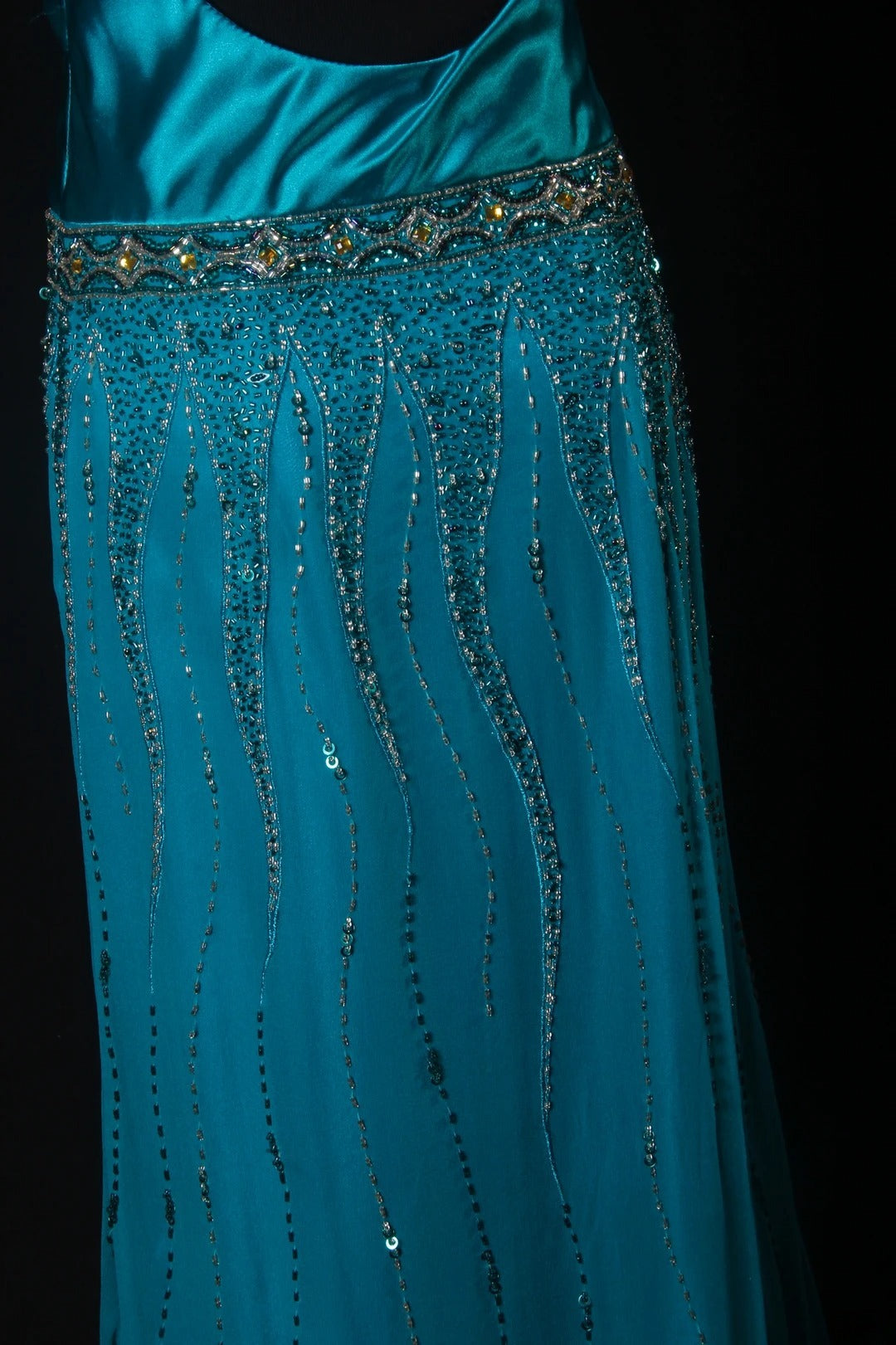 Classy Prom Dresses 1950s A line V Neck Blue With Beads Gem Vintage Long Parties Gowns Evening Dress AS214