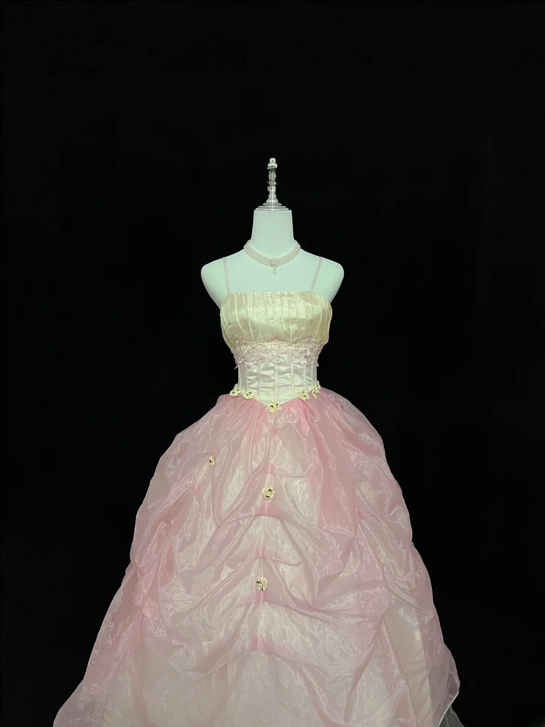 Dream Ball Gowns Straps Pink With Appliqued Lace Long Prom Dresses Senior Puffy Sweet 16 Sixteen Outfit Vestido de 15 RB7614