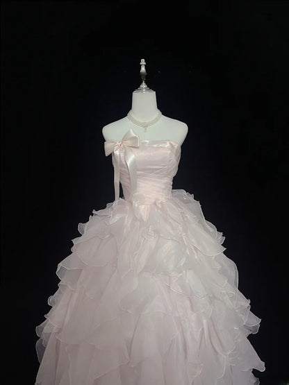 Beautiful Ball Gown Strapless Pink With Tiered Layers Prom Dress Formal Outfits Party Dresses RB7617