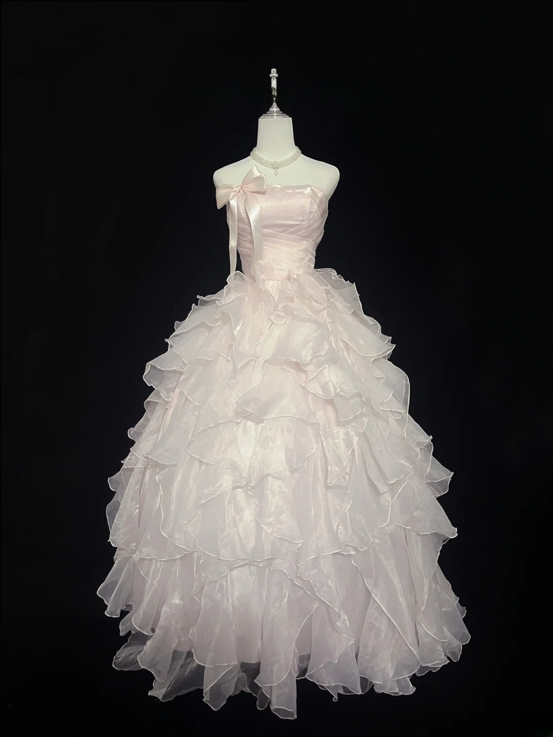 Beautiful Ball Gown Strapless Pink With Tiered Layers Prom Dress Formal Outfits Party Dresses RB7617