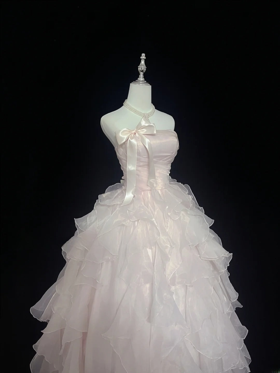 Beautiful Ball Gown Strapless Pink With Tiered Layers Prom Dress Formal Outfits Party Dresses RB7617