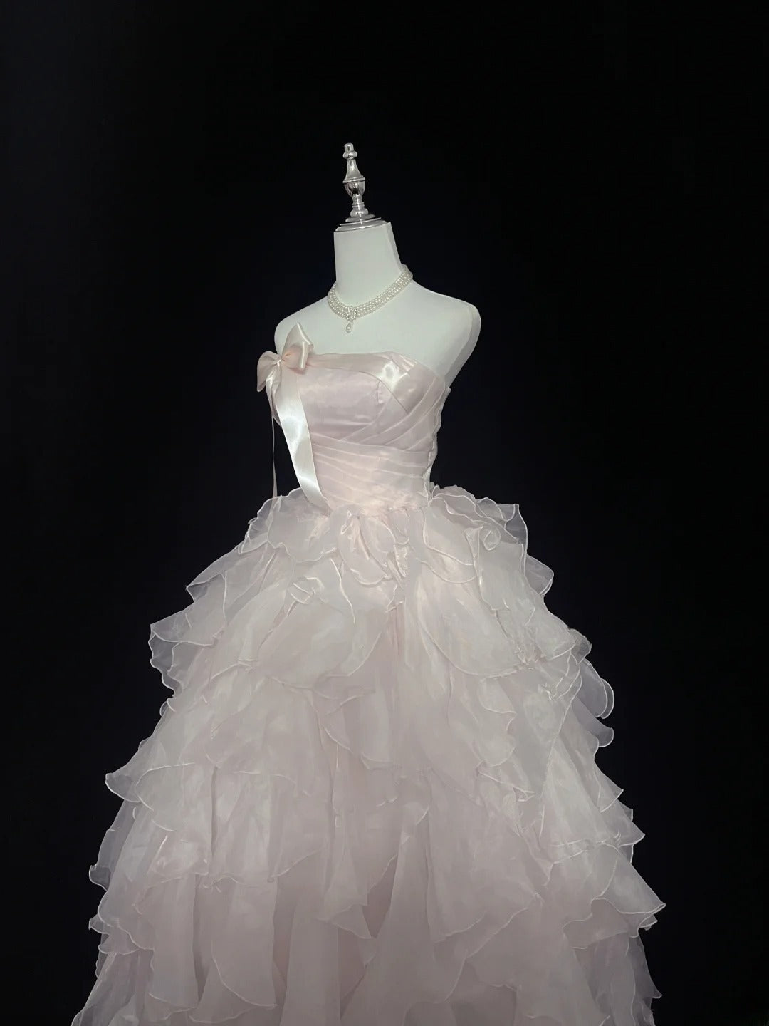 Beautiful Ball Gown Strapless Pink With Tiered Layers Prom Dress Formal Outfits Party Dresses RB7617