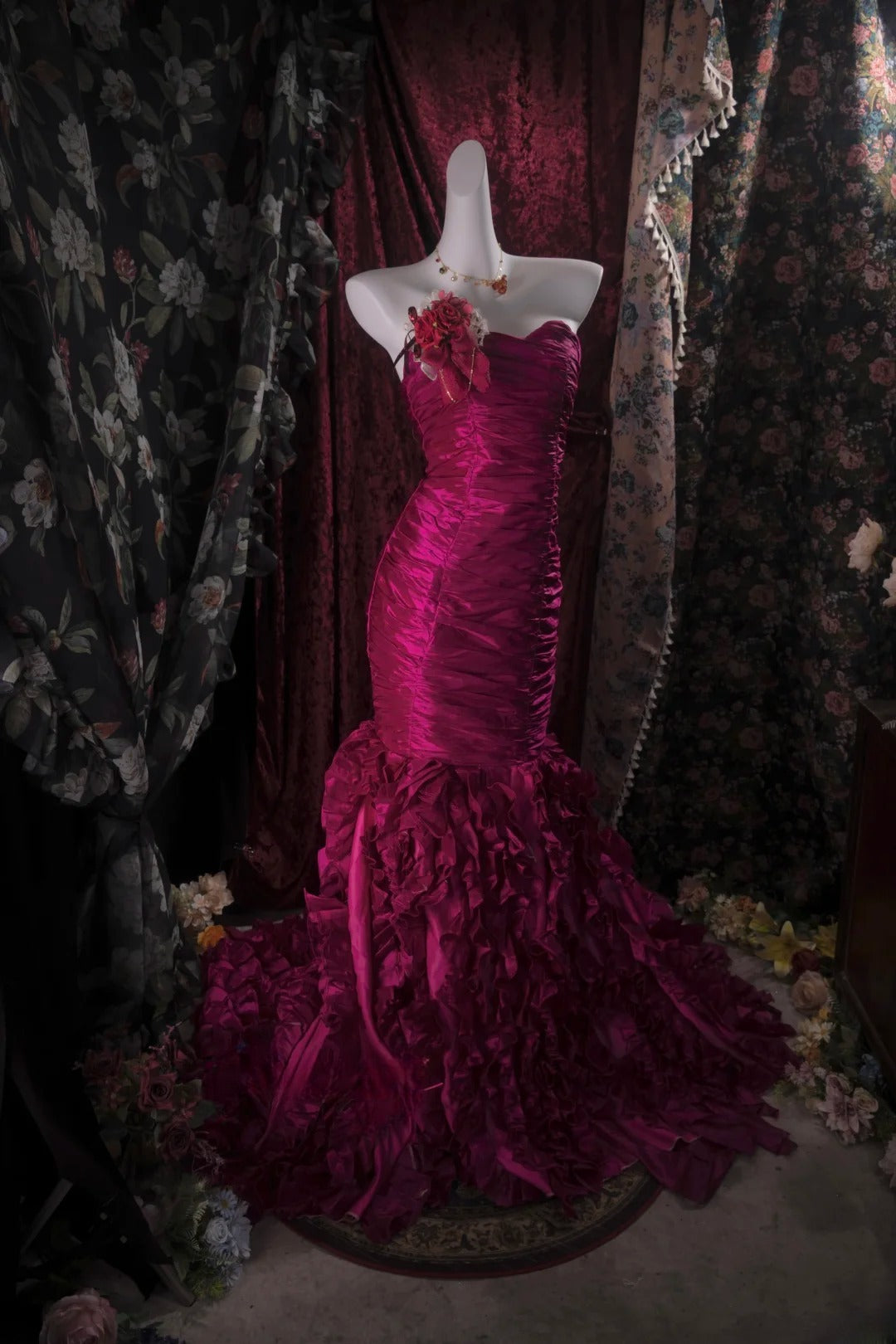 Modest Mermaid Sweetheart Fuchsia With Tiered High School Dances Prom Dresses 8th Grade Formal Outfits Evening Gown RB8490