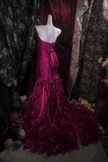 Modest Mermaid Sweetheart Fuchsia With Tiered High School Dances Prom Dresses 8th Grade Formal Outfits Evening Gown RB8490