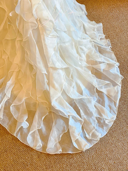 Elegant Floor Length Wedding Dress Classic White Mermaid With Tiered Layers Bridal Gown for Big Day RB9142
