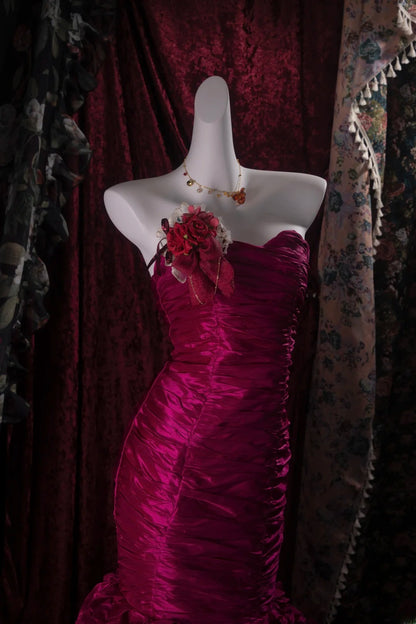 Modest Mermaid Sweetheart Fuchsia With Tiered High School Dances Prom Dresses 8th Grade Formal Outfits Evening Gown RB8490