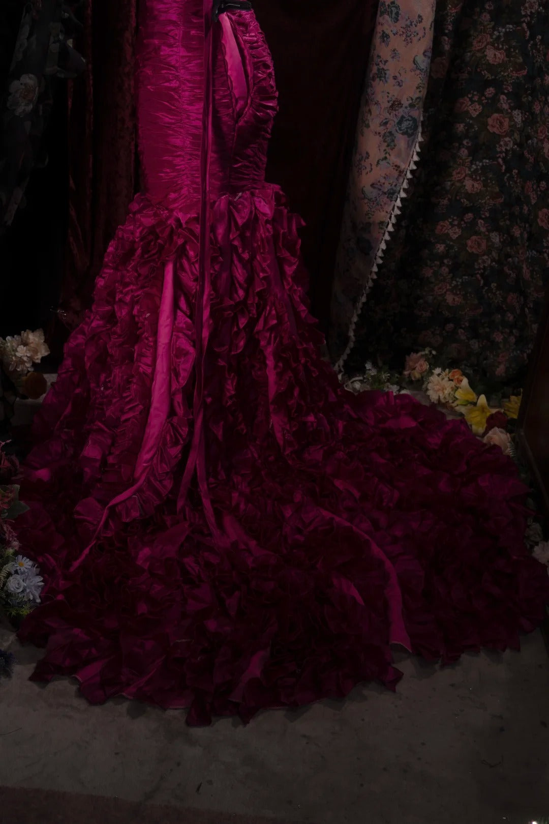 Modest Mermaid Sweetheart Fuchsia With Tiered High School Dances Prom Dresses 8th Grade Formal Outfits Evening Gown RB8490