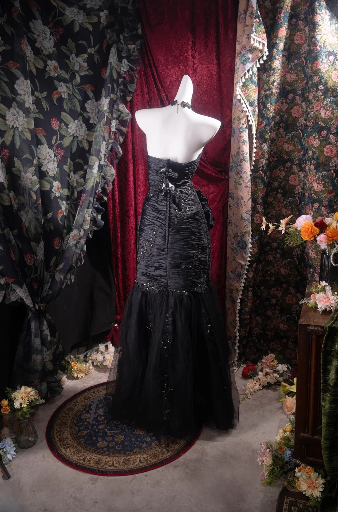 Modest Mermaid Strapless Black With Ruffled High School Dances Prom Dresses 8th Grade Formal Outfits Evening Gown RB8491