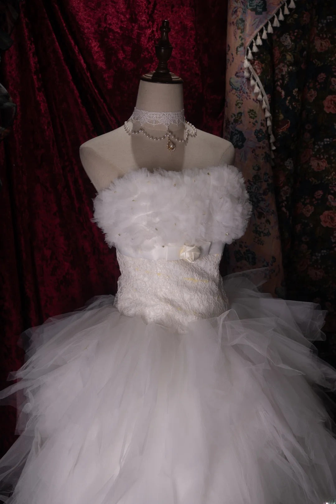 Dreamy Ball Gown Formal Events Strapless White Tulle With Tiered Quince Dress Quinceanera Dresses Birthday Outfits RB8492