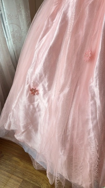 Sweet 15 Quinceanera Dress Ball Gown Pink With Flowers Tulle Long Sleeves 15th Birthday Outfits RC0577