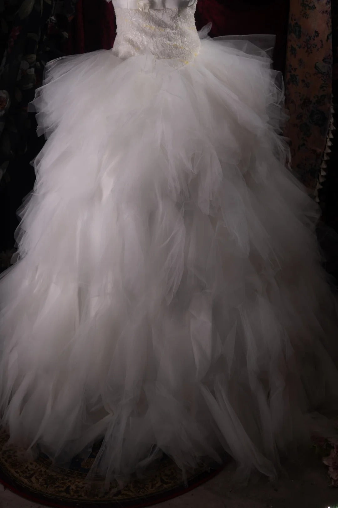 Dreamy Ball Gown Formal Events Strapless White Tulle With Tiered Quince Dress Quinceanera Dresses Birthday Outfits RB8492