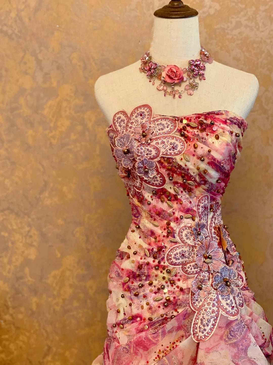 Elegant Mermaid Strapless Floral Tulle Prom Dress With Train For Women Evening Party Gown RB9145