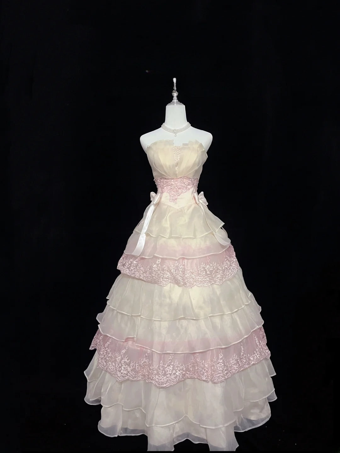 Fairytale Dream Ball Gowns Strapless Pink With Tiered Layers Long Quince Dress Voluminous Ideas Quinceanera Dresses Formal Dress RB7623