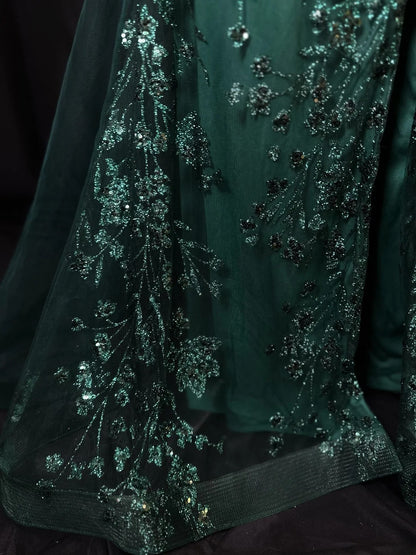 Beautiful Prom Dresses Mermaid Halter Dark Green Sequin With Backless Long Formal Outfits RB6022