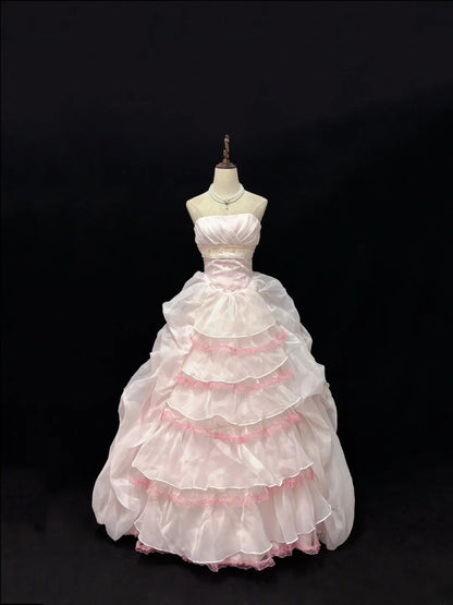 Fairytale Dream Ball Gowns Strapless Light Pink Poofy Long Quince Dress Voluminous Ideas Quinceanera Dresses Vestidos De 15anos RB7627