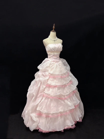 Fairytale Dream Ball Gowns Strapless Light Pink Poofy Long Quince Dress Voluminous Ideas Quinceanera Dresses Vestidos De 15anos RB7627