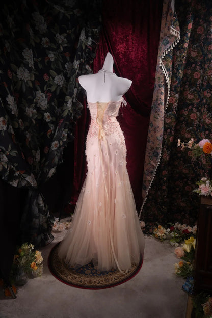 Modest Mermaid Sweetheart Blush Pink Tulle With Appliqued High School Dances Prom Dresses 8th Grade Formal Outfits Evening Gown RB8502