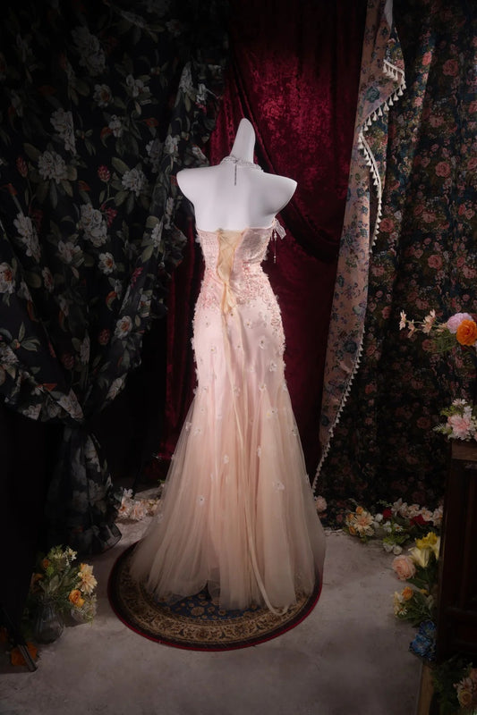 Modest Mermaid Sweetheart Blush Pink Tulle With Appliqued High School Dances Prom Dresses 8th Grade Formal Outfits Evening Gown RB8502