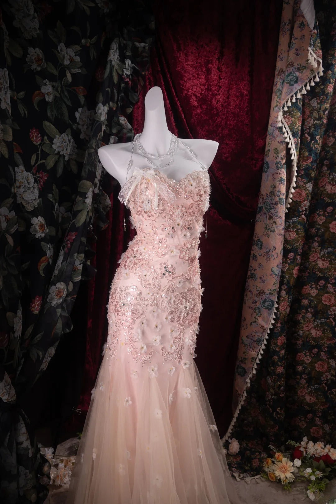 Modest Mermaid Sweetheart Blush Pink Tulle With Appliqued High School Dances Prom Dresses 8th Grade Formal Outfits Evening Gown RB8502