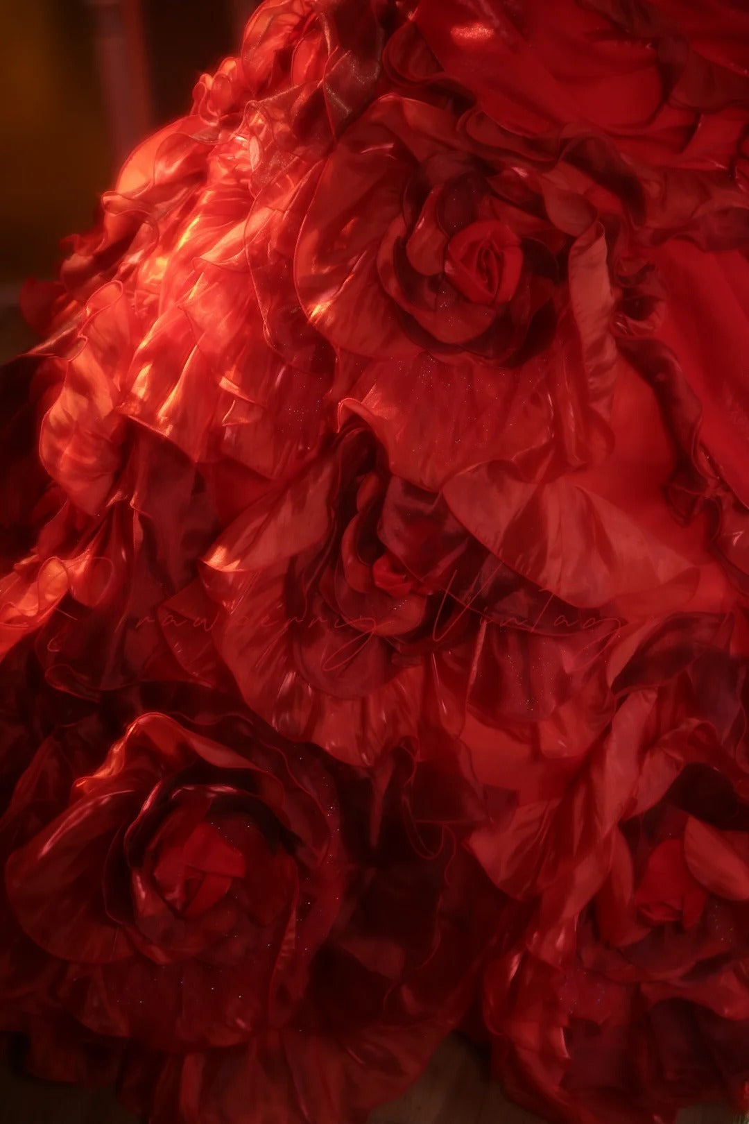 Red Halter With Flowers Quinceanera Dress With Train Ball Gown Sweet 15 Gown RB9153